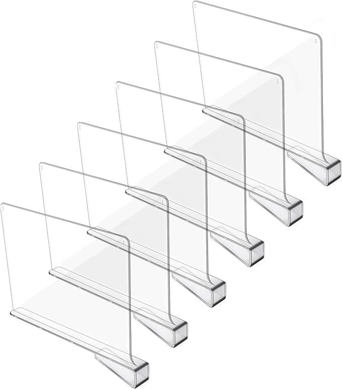 Hmdivor Clear Acrylic Shelf Dividers, Closets Shelf and Closet Separator for for Organization in ... | Amazon (US)