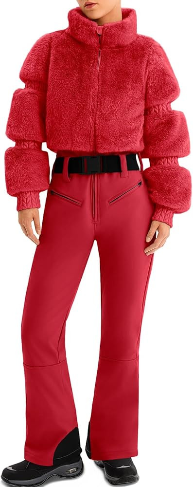 Yousify Womens Snow Suits One Piece Ski Suit Faux Fur Collar Jumpsuit Windproof Winter Warm Ski O... | Amazon (US)