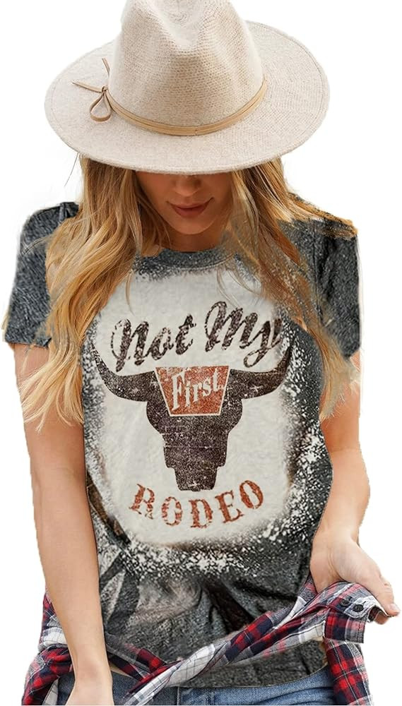 Let 'er Rip Cowboy T-Shirt Tee Women Casual Country Music Short Sleeve Tees Tops | Amazon (US)