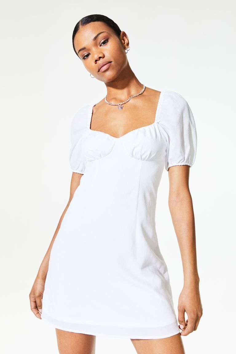 Puff-sleeved Crêped Dress | H&M (US)