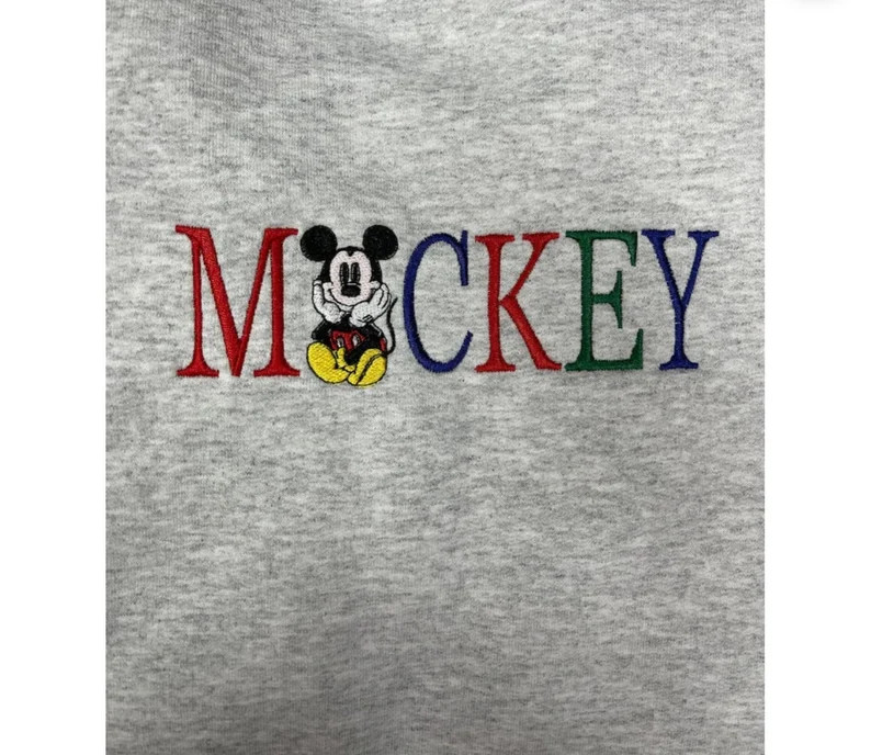 Mickey Mouse Spell Out With Character Embroidered Crewneck Sweatshirt - Etsy | Etsy (US)