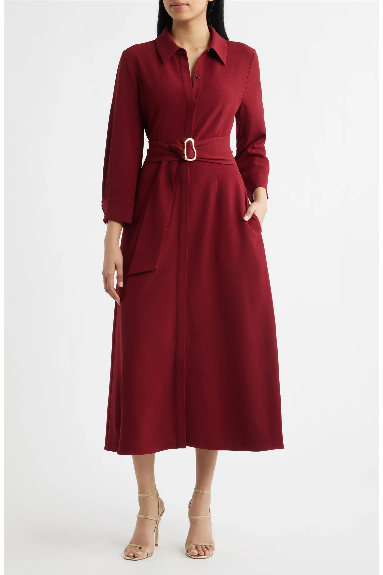 Julia Jordan Belted Midi Shirtdress (Women) | Nordstrom | Nordstrom