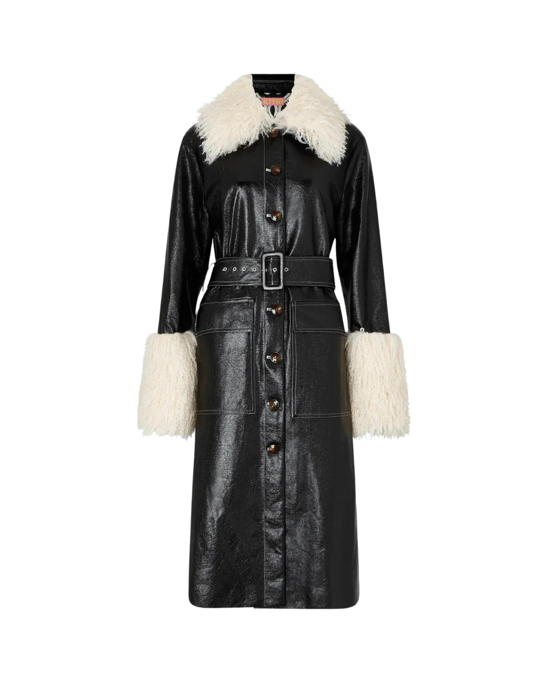 SIMONE BLACK VINYL COAT BLACK / M | FEBE Clothing