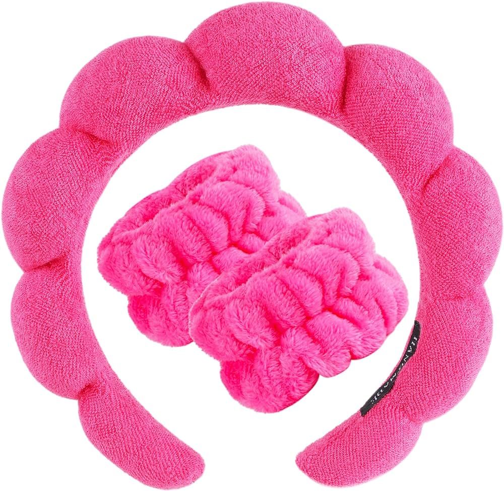 Zkptops Spa Headband for Washing Face Wristband Set Sponge Makeup Skincare Terry Cloth Bubble Sof... | Amazon (US)