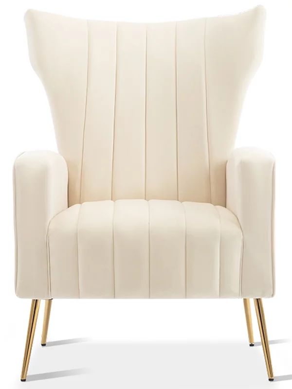 Velvet Accent Chair, Wingback Arm Chair with Gold Legs,Upholstered Reading Lounge Chair,High Back... | Walmart (US)