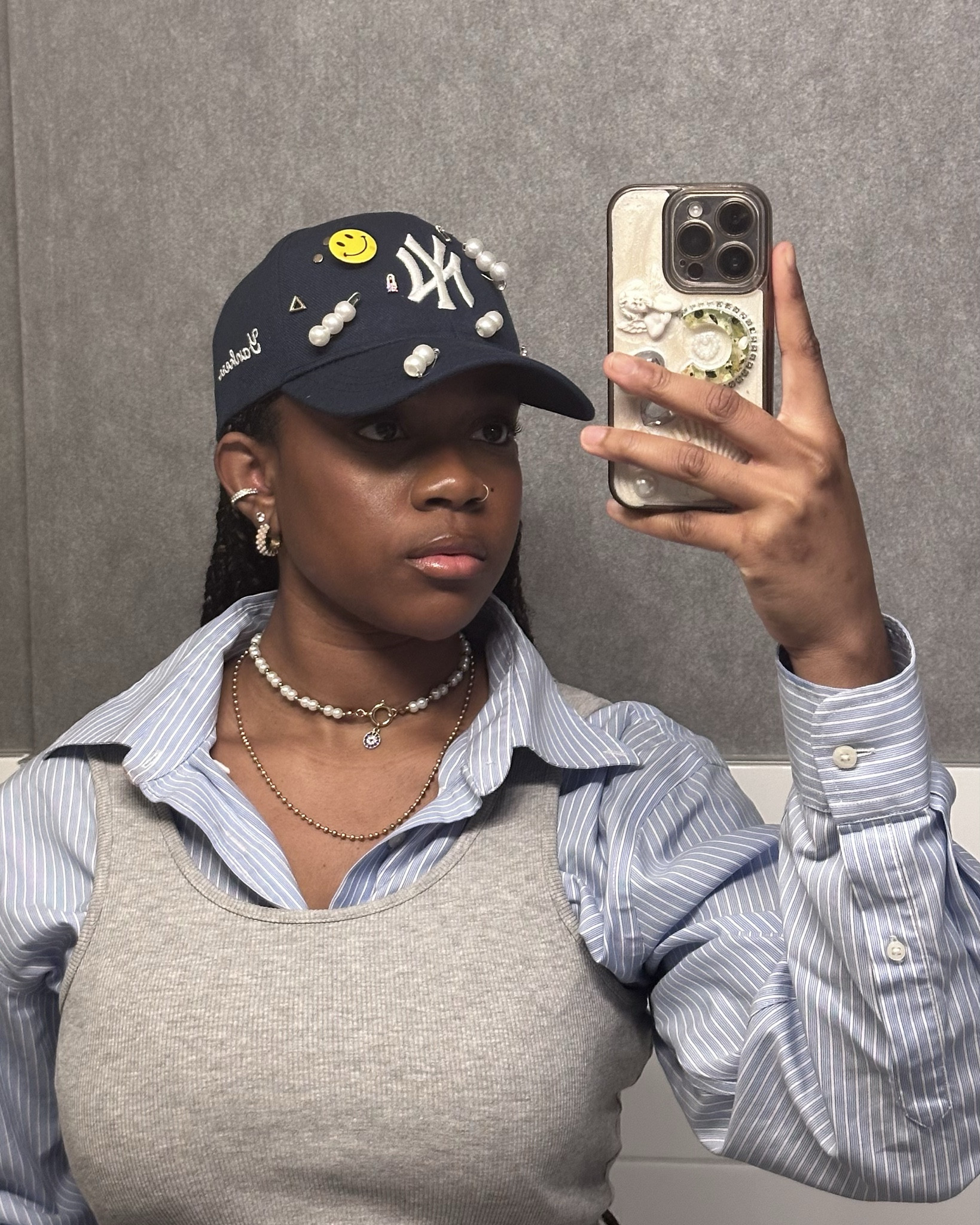 Spring lunch date outfit 
#yankeeshat #bluebuttondown #transitionoutfit #springoutfits #petitegirloutfit

#LTKPetite #LTKSpringSale #LTKSeasonal