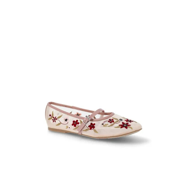 Time and Tru Women's Floral Mesh Mary Janes | Walmart (US)