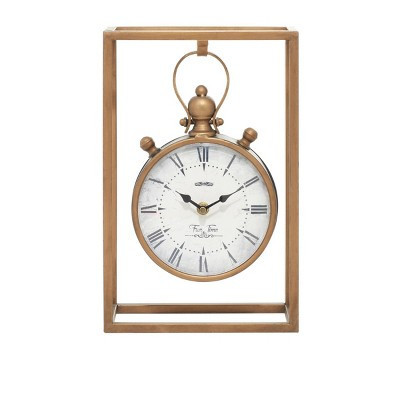 13"x9" Metal Standing Stopwatch Clock Bronze - Olivia & May: Vintage Iron Mantel Clock, Analog Display, No Battery Included | Target