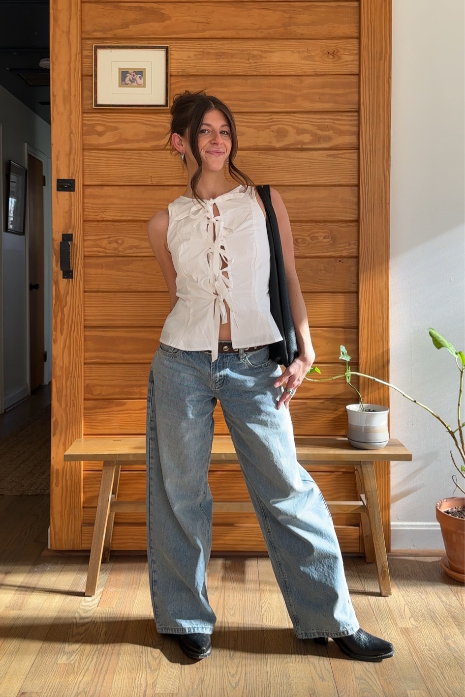 such an easy basic but elevated basic spring staple outfit! low-rise baggy jeans are petite size and top is size 4! 

#LTKPetite #LTKSeasonal #LTKStyleTip