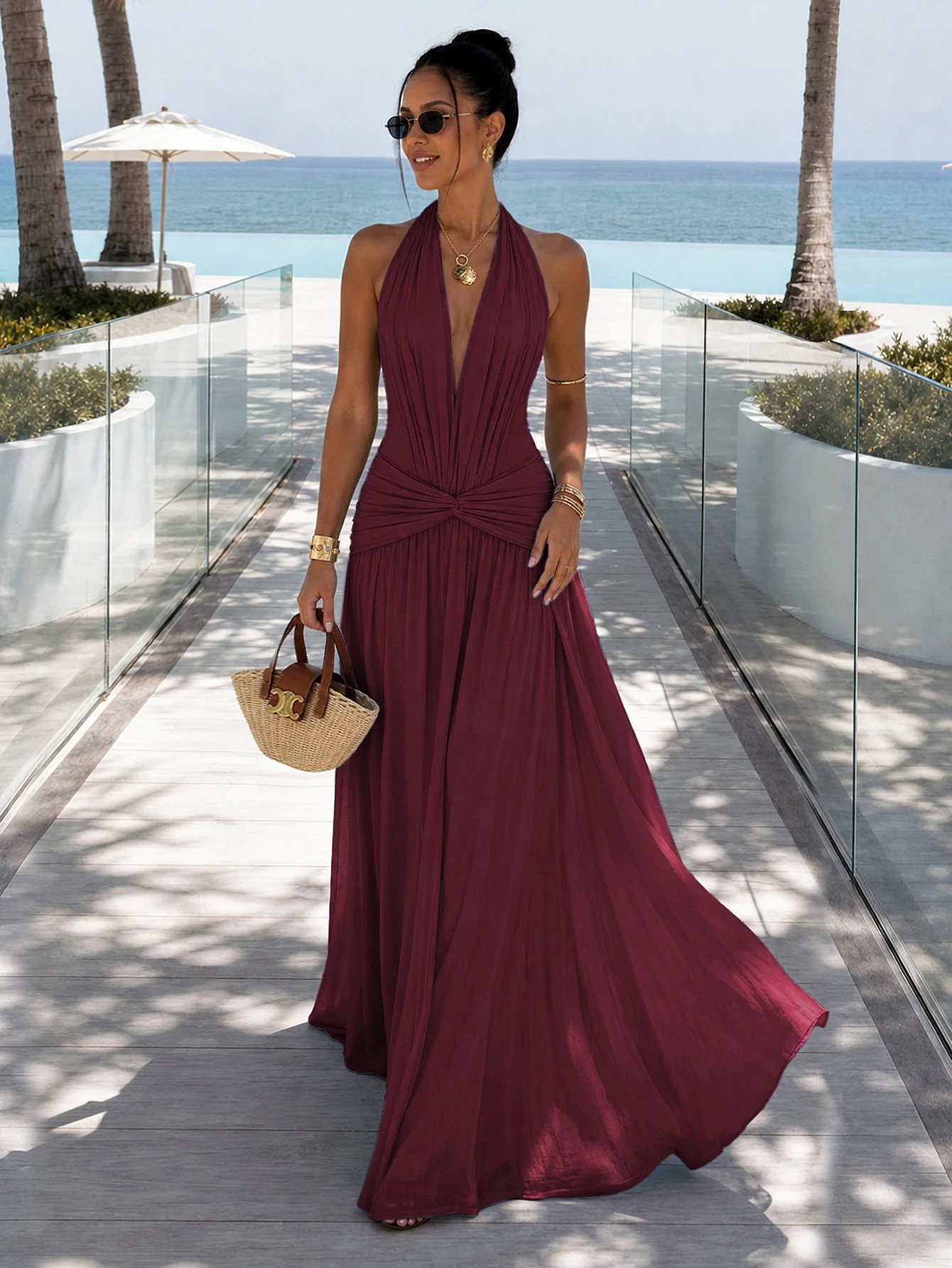 Freya Deep V-Neck Mesh Maxi Dress | CurvySweet