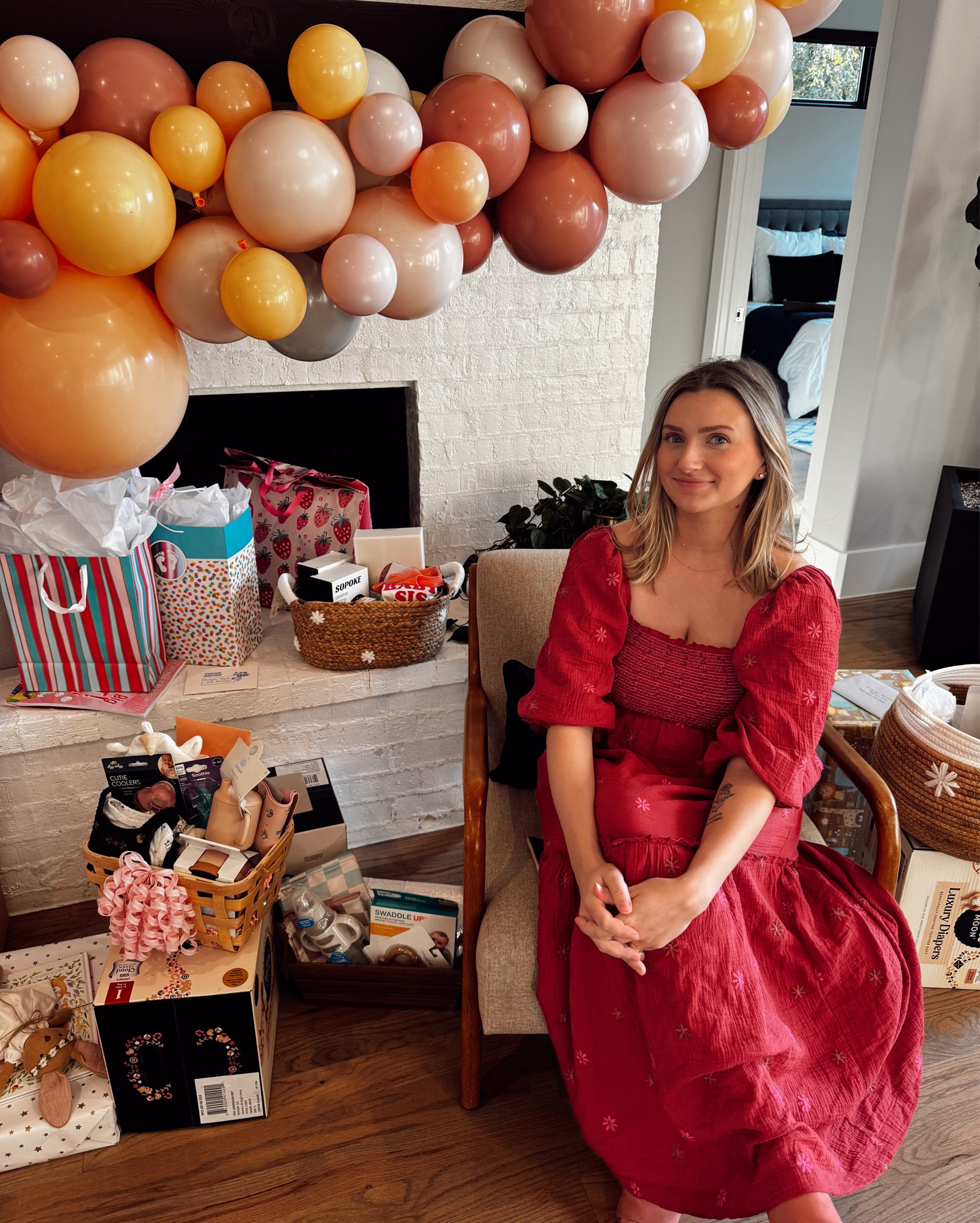 Flowy fall baby shower dress 🌸 bump friendly, not maternityy

#LTKBaby #LTKBump