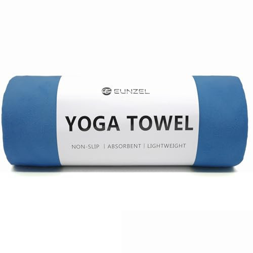 Eunzel Hot Yoga Towel Non Slip Yoga Mat Towel Non-Slip Sweat Absorbent Microfiber Towel for Hot Yoga, Pilates and Workout 72" x 26.5", Navy | Amazon (US)