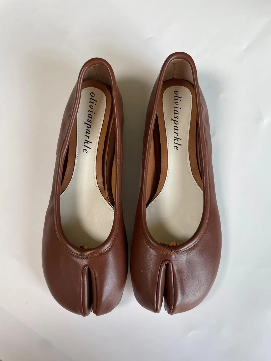 Handmade Brown Leather Flats | Vintage Split Toe Tabi Shoe | Retro Tabi Ballet Flats | Split Toe ... | Etsy (US)