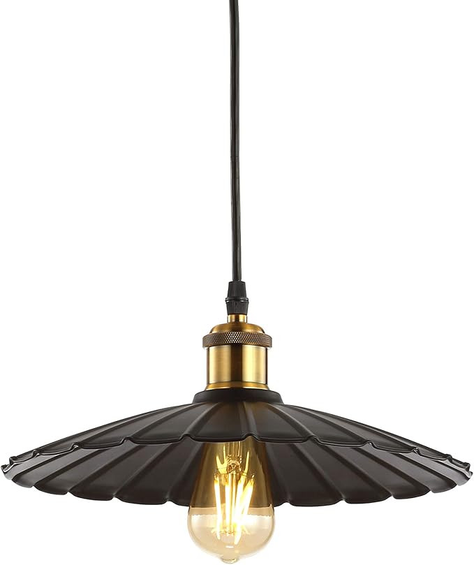 JONATHAN Y JYL9062A Lotus 12.25" Adjustable Metal LED Pendant, Brass Gold/Black Traditional, Dimm... | Amazon (US)