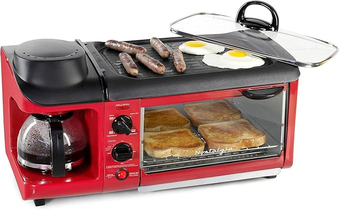Nostalgia 3-in-1 Breakfast Station - Includes Coffee Maker, Non-Stick Griddle, and 4-Slice Toaste... | Amazon (US)