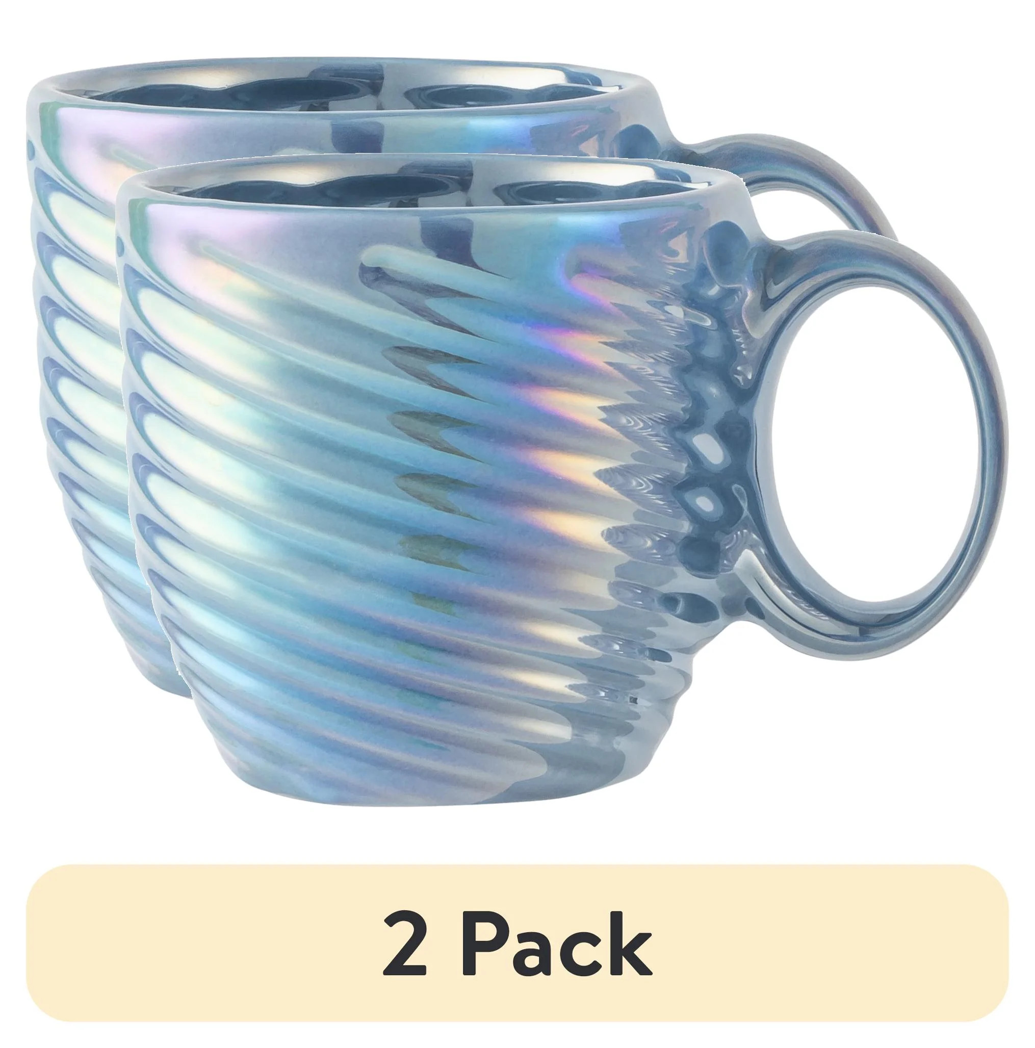 (2 pack) Thyme & Table Blue Pearl Swirl Mug 17.6 fl oz, Stoneware | Walmart (US)