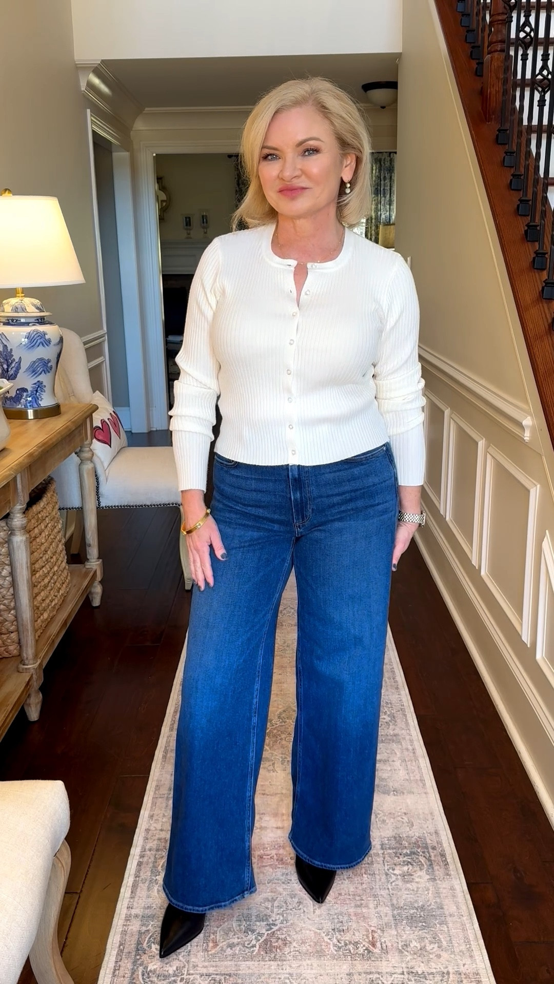 Outfit of the day with wide leg denim! 

#LTKWorkwear #LTKootd #LTKOver40