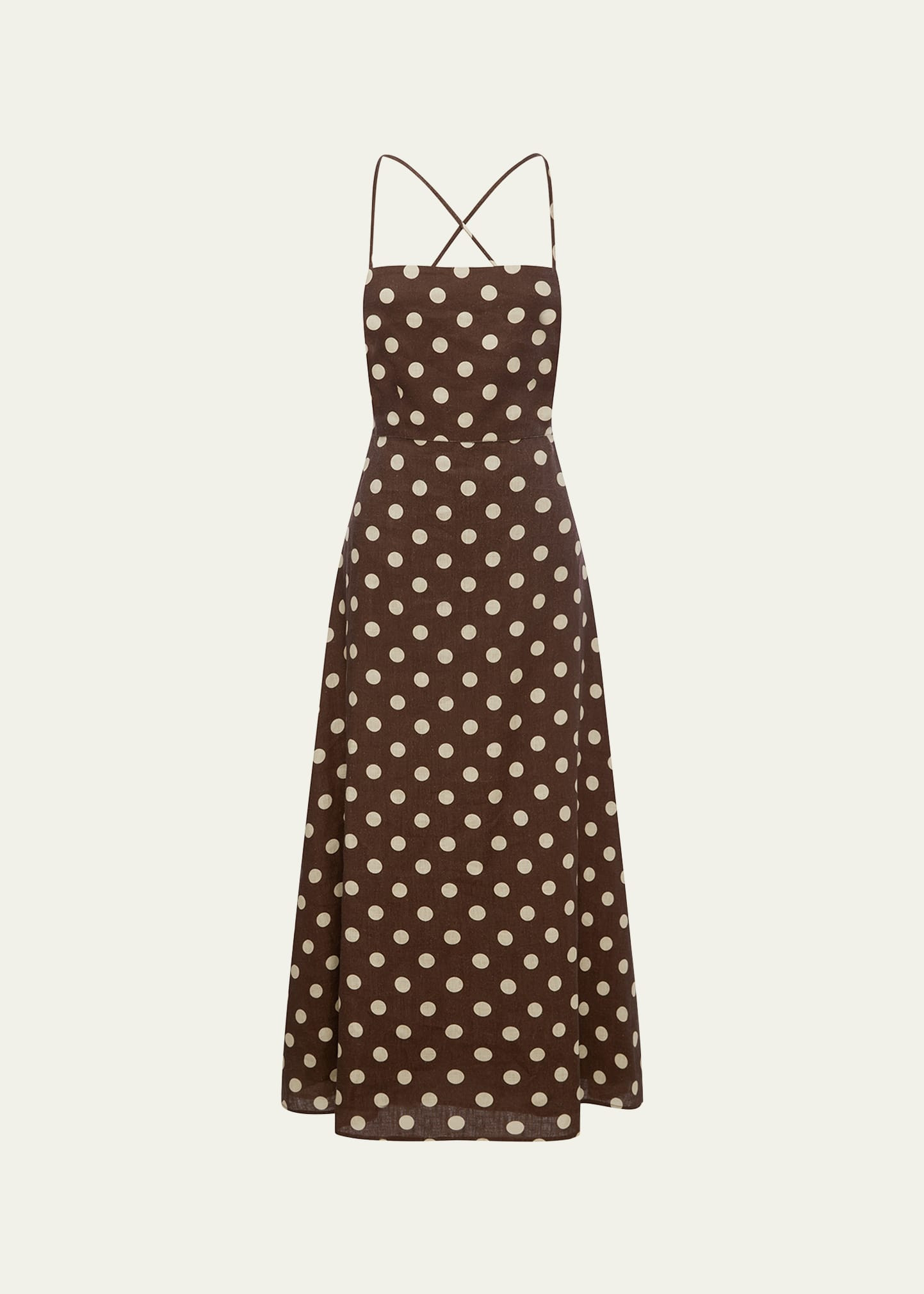 Posse Lori Dotted Linen Open-Back Midi Dress | Bergdorf Goodman