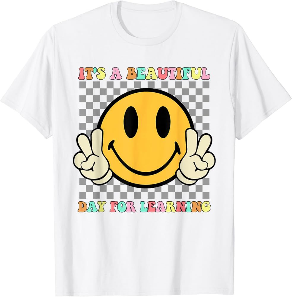 It's a Beautiful Day for Learning Shirt Retro Groovy Teacher T-Shirt | Amazon (US)