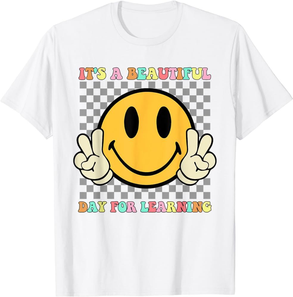 It's a Beautiful Day for Learning Shirt Retro Groovy Teacher T-Shirt | Amazon (US)