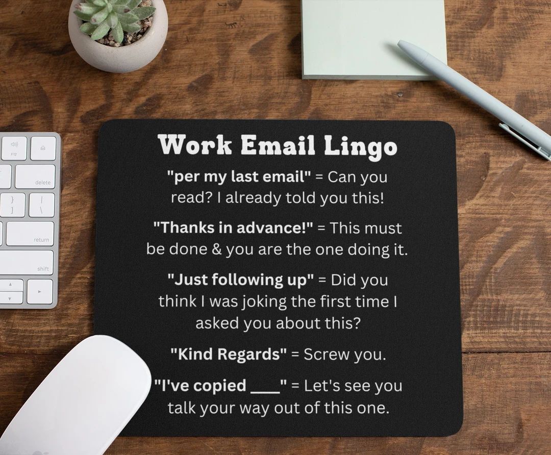 Work Email Lingo Mousepad CLEAN and Funny Mouse Pad - Etsy | Etsy (US)
