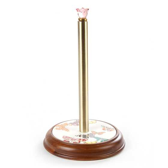 Butterfly Garden Wood Paper Towel Holder - White | MacKenzie-Childs