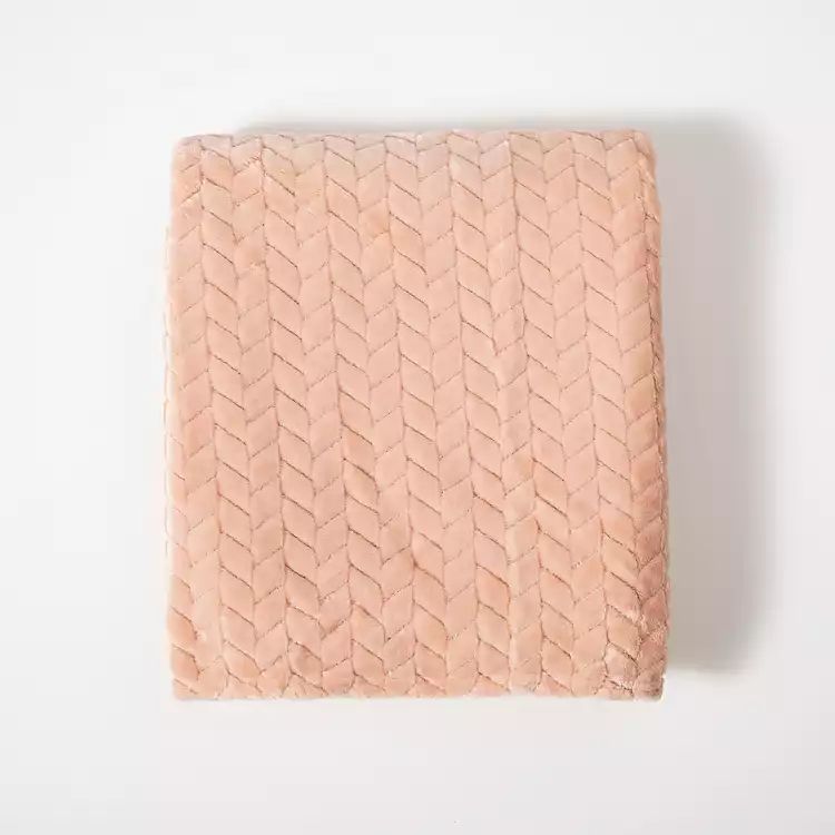 New! Pink Heavenly Herringbone Plush Throw | Kirkland's Home