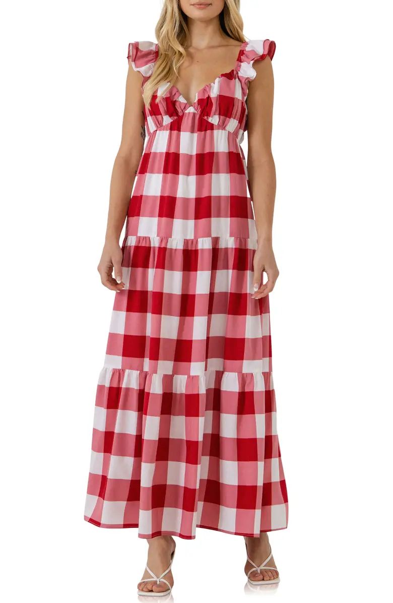 English Factory Gingham Tiered Maxi Dress | Nordstromrack | Nordstrom Rack