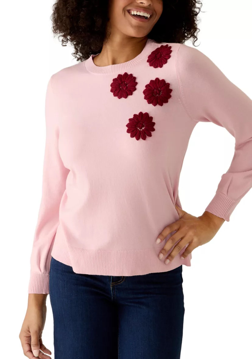 Women's Floral Appliqu\u00e9 Sweater | Belk
