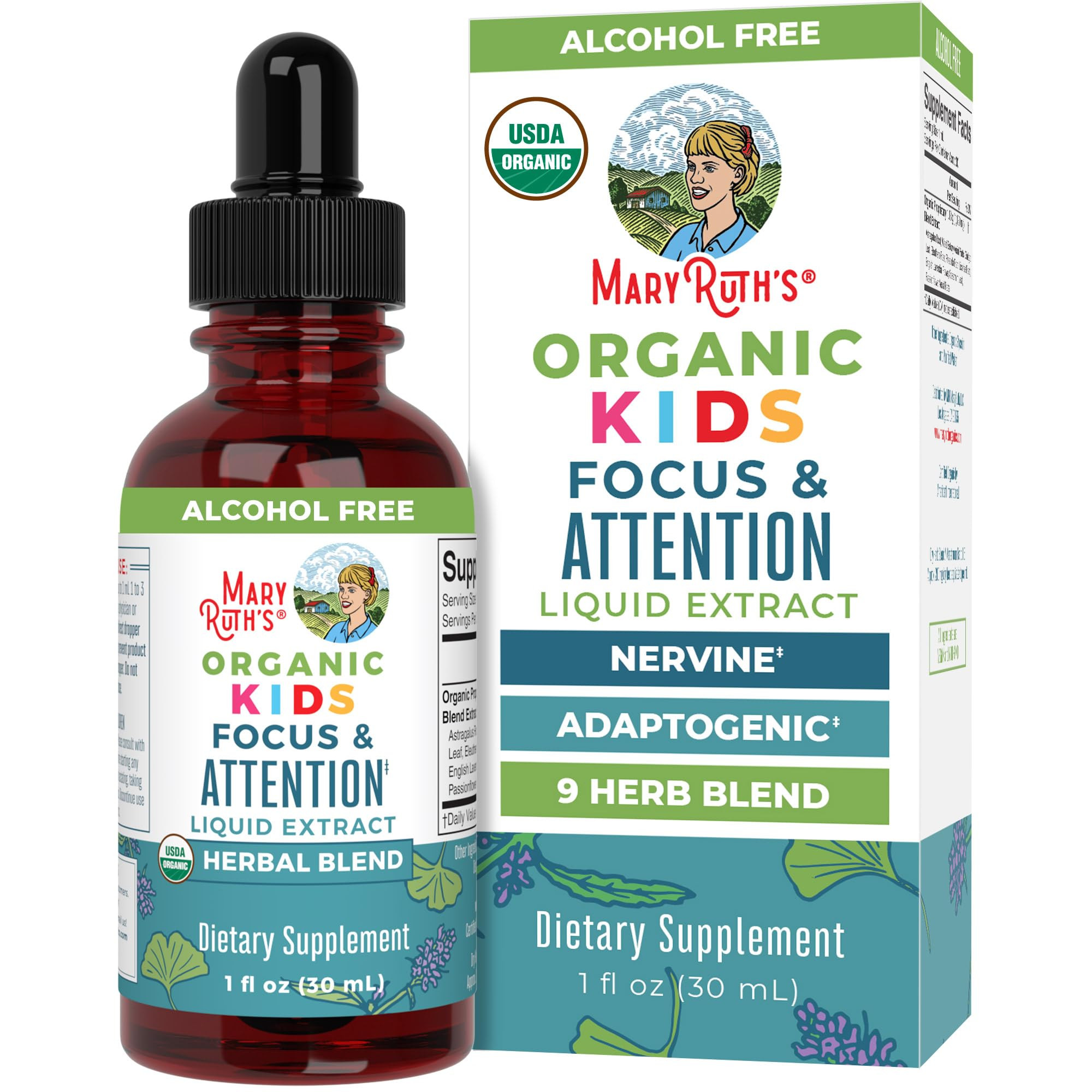 MaryRuth Organics Kids Focus & Attention Drops | USDA Organic Drops | Ginkgo Biloba | Rhodiola Ro... | Amazon (US)