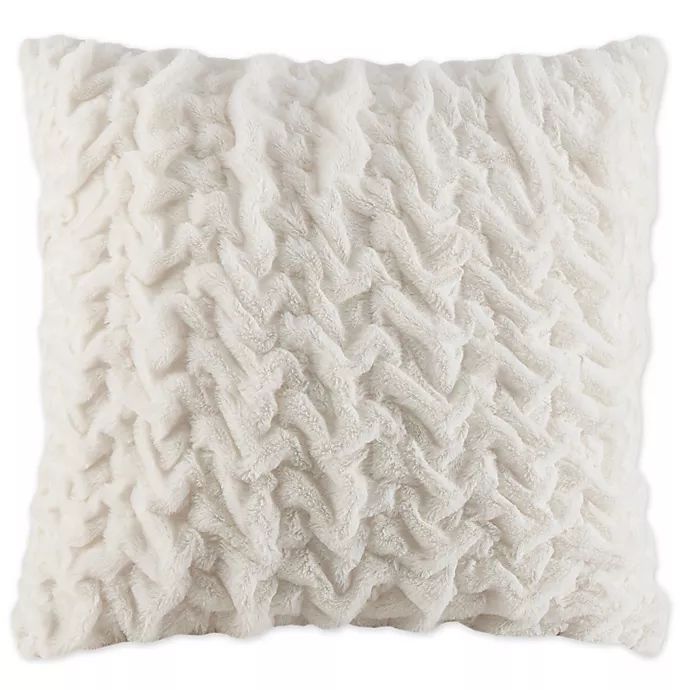 Madison Park Ruched Stripe Fur 25-Inch Square Throw Pillow | Bed Bath & Beyond | Bed Bath & Beyond