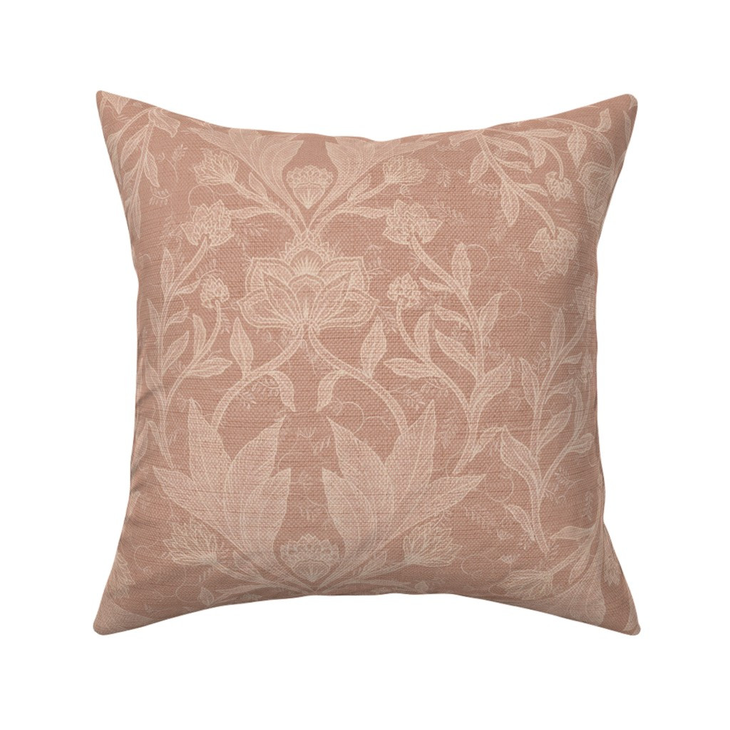 Ivy - William Morris terracotta floral damask - Bloomery Decor - 18" Throw Pillow | Spoonflower | Spoonflower