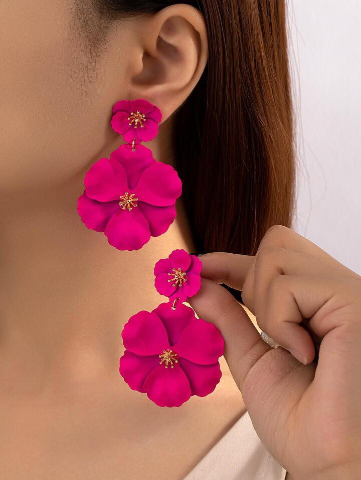 2pcs Flower Drop Earrings | SHEIN