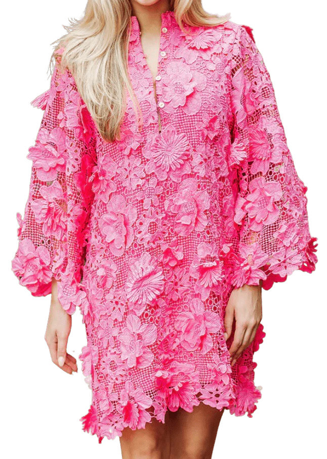 Hot pink seraphina lace dress | Mulberry & King