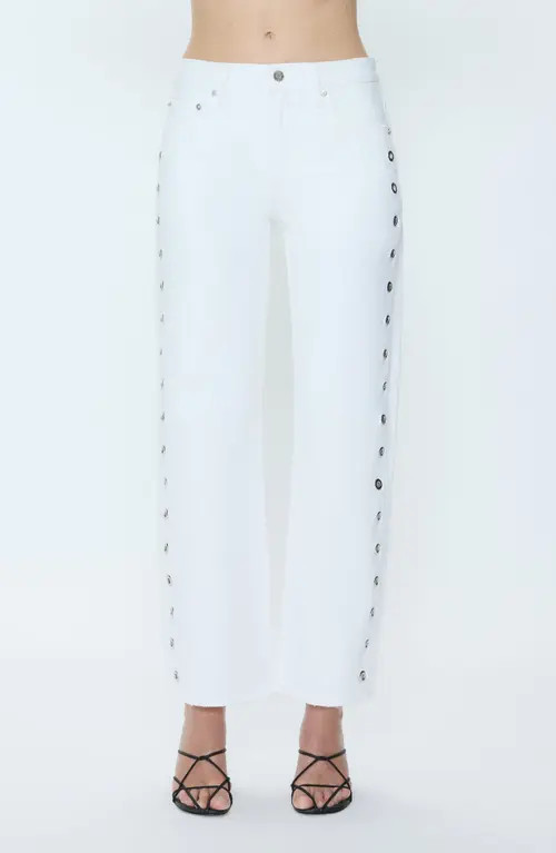 Pistola Lexi Mid Rise Bowed Straight Leg Jeans in Vivid White at Nordstrom, Size 27 | Nordstrom