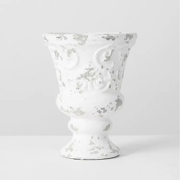 Distressed Antique White Ceramic Urn | Kirkland's Home