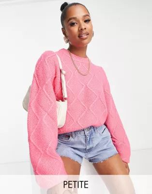 Missguided Petite diamond cable knit sweaters in pink | ASOS (Global)