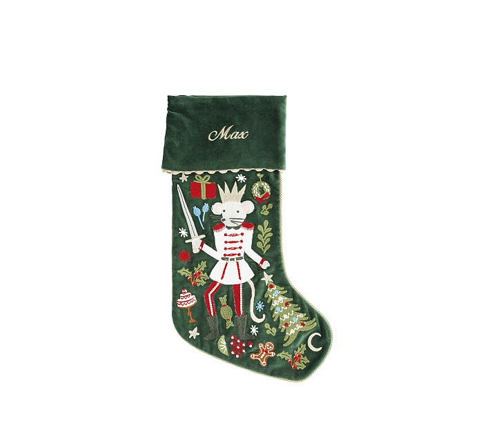 Rifle Paper Co. Nutcracker Embroidered Velvet Christmas Stocking Collection | Pottery Barn Kids