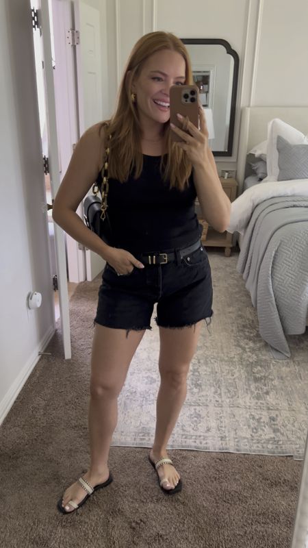 Sunday casual all black look🖤 I love these black denim shorts! I went up a size to be bigger!

#LTKSeasonal #LTKFindsUnder100 #LTKStyleTip