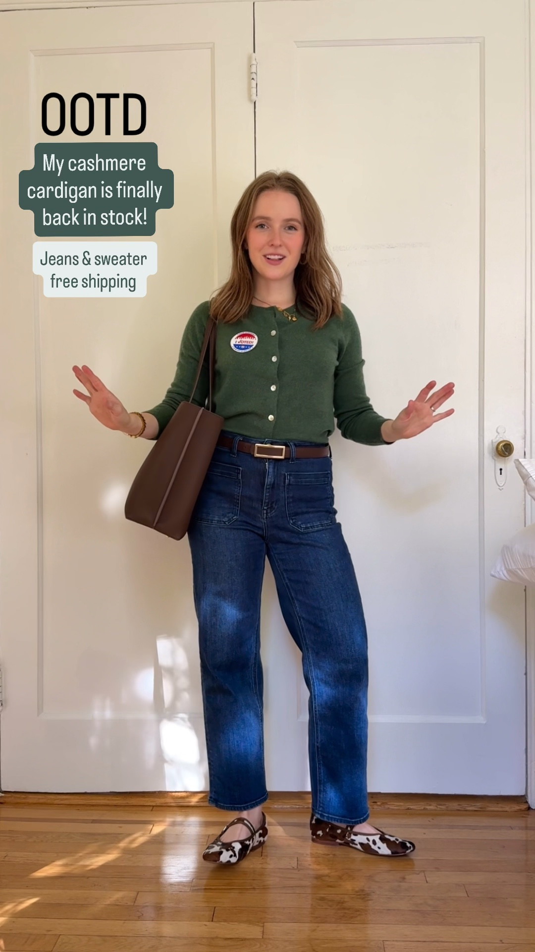 Outfit of the day. Sticking with some favorite quality basics. Cashmere cardigan sized up 1. Free shipping. 
$50 jeans. Stretchy & petite friendly. Inseam 26 in. Size 25 (I’m 5ft 2 118 lbs)


#LTKStyleTip #LTKSaleAlert