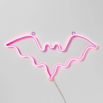 LED Lighted Faux Neon Steady-on or Flickering Bat Halloween Novelty Silhouette Purple - Hyde &#38... | Target