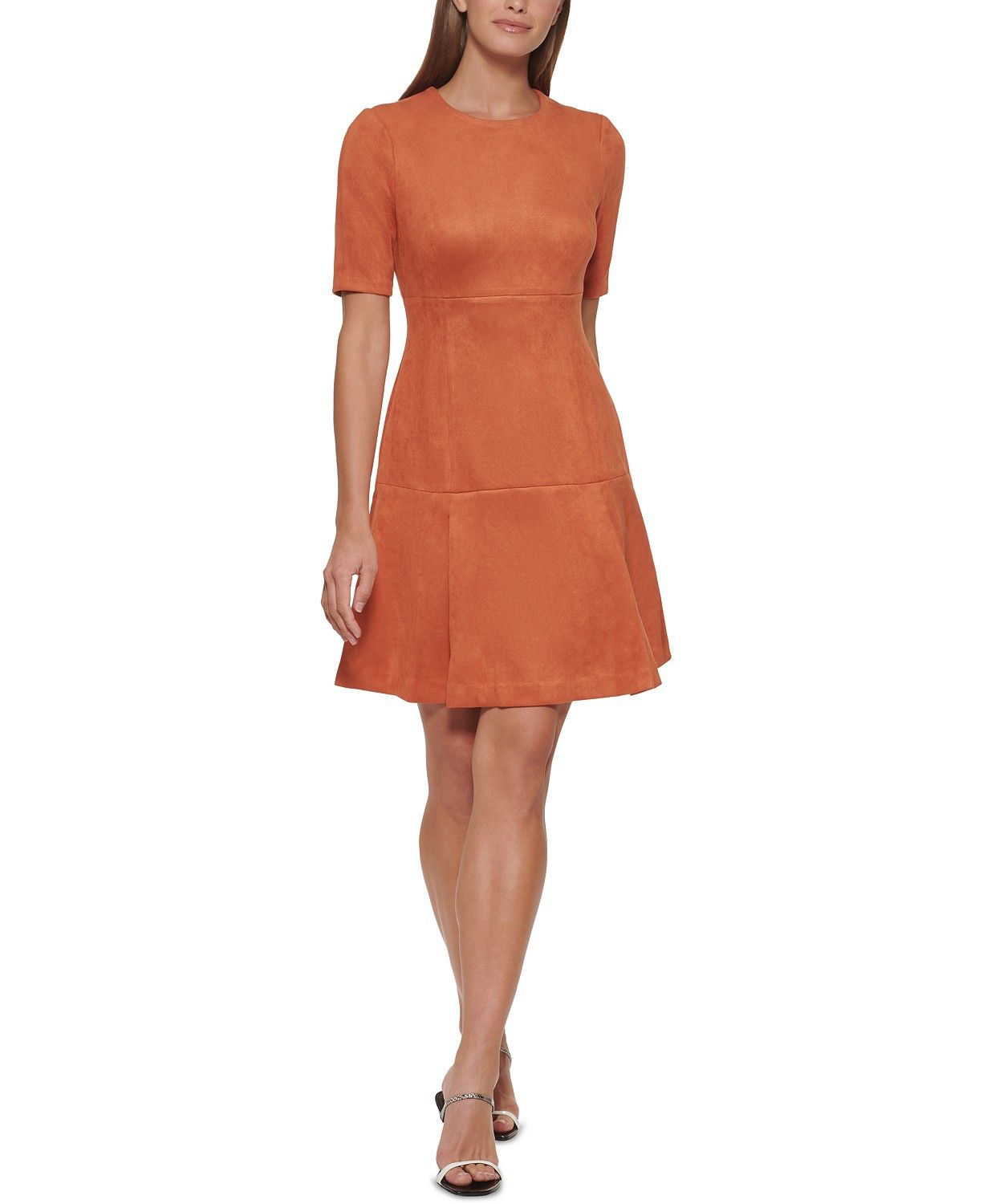 Calvin Klein Stretch Faux-Suede Dress & Reviews - Dresses - Women - Macy's | Macys (US)