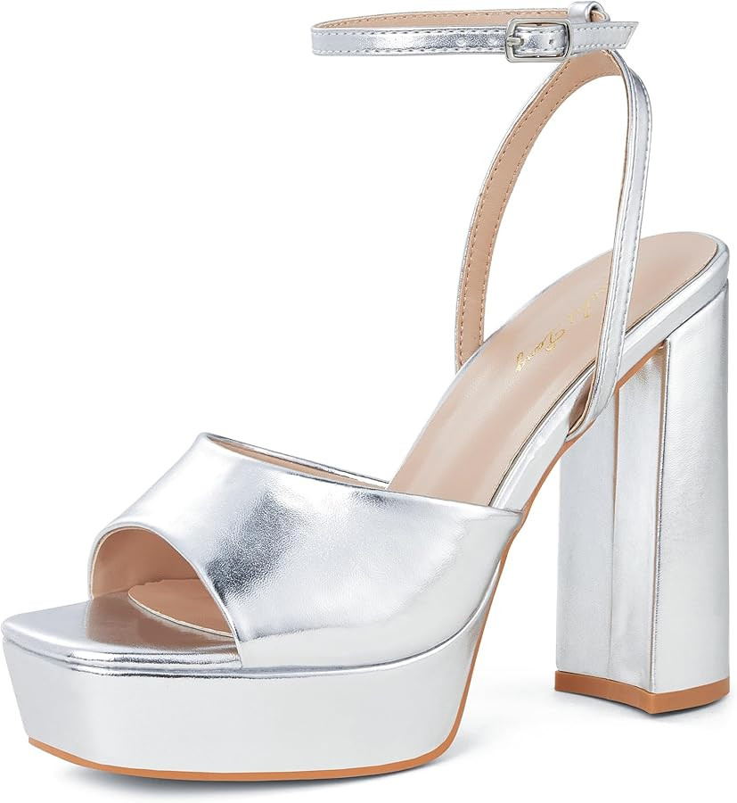 Elisabet Tang Chunky Heeled Platform Sandals for Women,4.7 Inch Block Heels with Open Toe Ankle S... | Amazon (US)