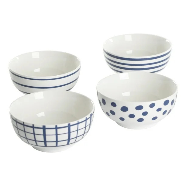 Gap Home New Blue 6-Inch Blue & White Assorted Fine Ceramic Bowls, Set of 4 - Walmart.com | Walmart (US)