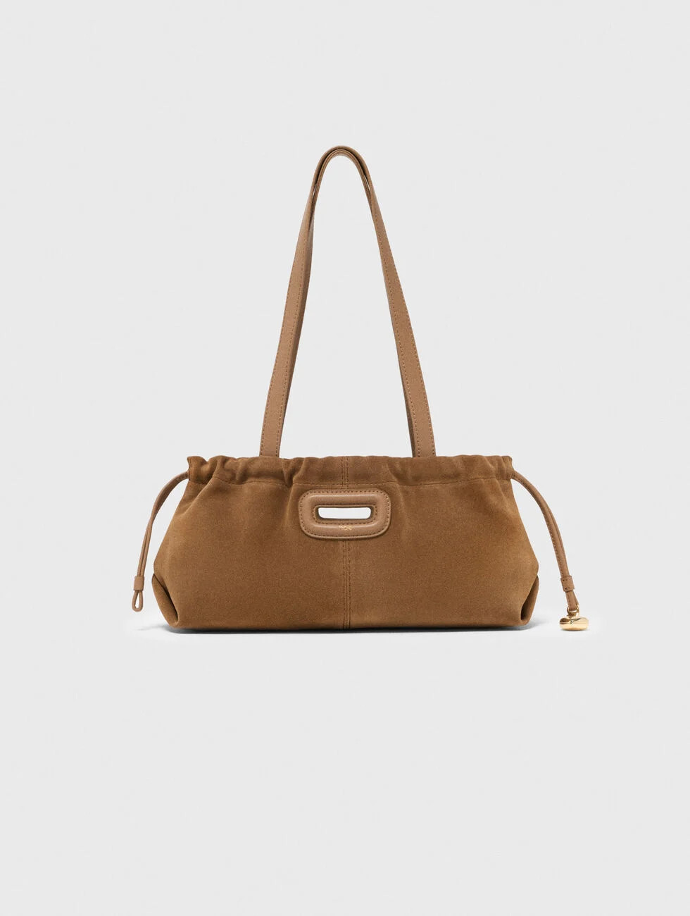 Suede Milpli Gazette bag Brown for Women | Maje | Maje US