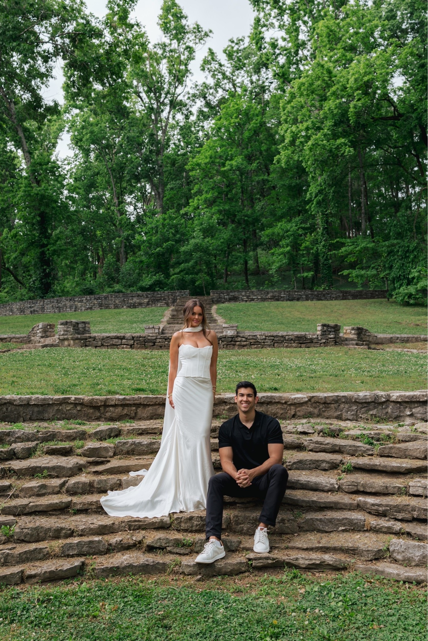 Our engagement shoot outfits! I’m wearing size S in the corset top & satin skirt from Shona joy! Cameron is in size XL in his banana republic shirt & his true size in the Paige jeans!

#LTKWedding #LTKMens #LTKootd
