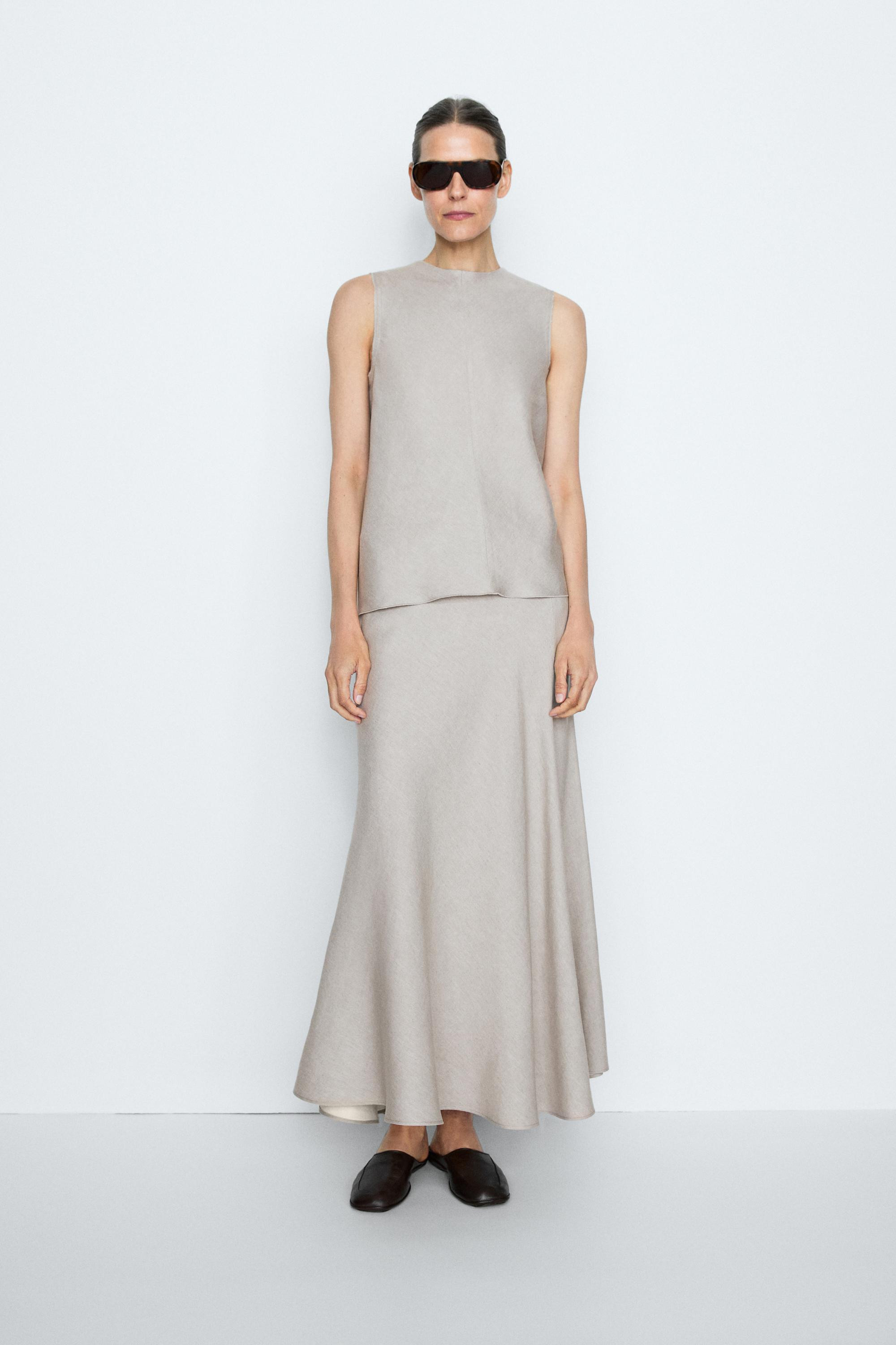 Ausgestellter Rock mit Leinen \u2013 STUDIO | Massimo Dutti DE
