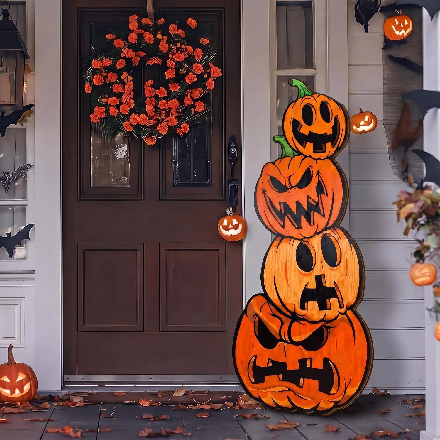 Weysat Vintage Halloween Pumpkin Porch Sign, 32 x 15 in Jack-o-Lantern | Amazon (US)