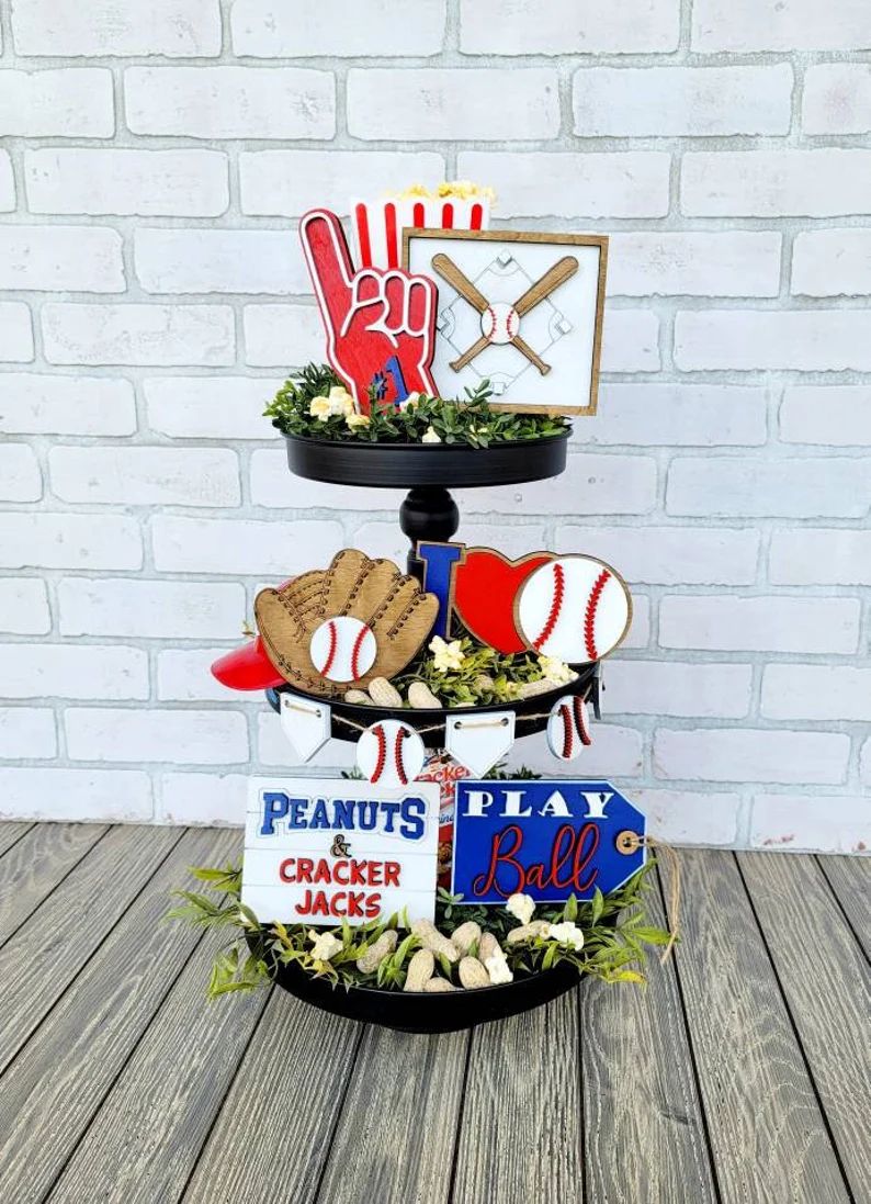 Baseball Tiered Tray  Baseball Tray Set  Set of 7  DIY | Etsy | Etsy (US)