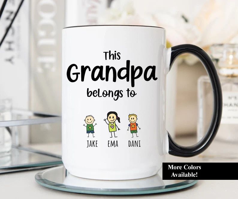 This Grandpa Belongs To Mug, Custom Grandpa Gift, Grandpa Coffee Mug, Grandpa Coffee Cup, Grandpa... | Etsy (US)